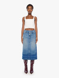 Fortune Cookie Midi  Denim Skirt in Tootsie Wash