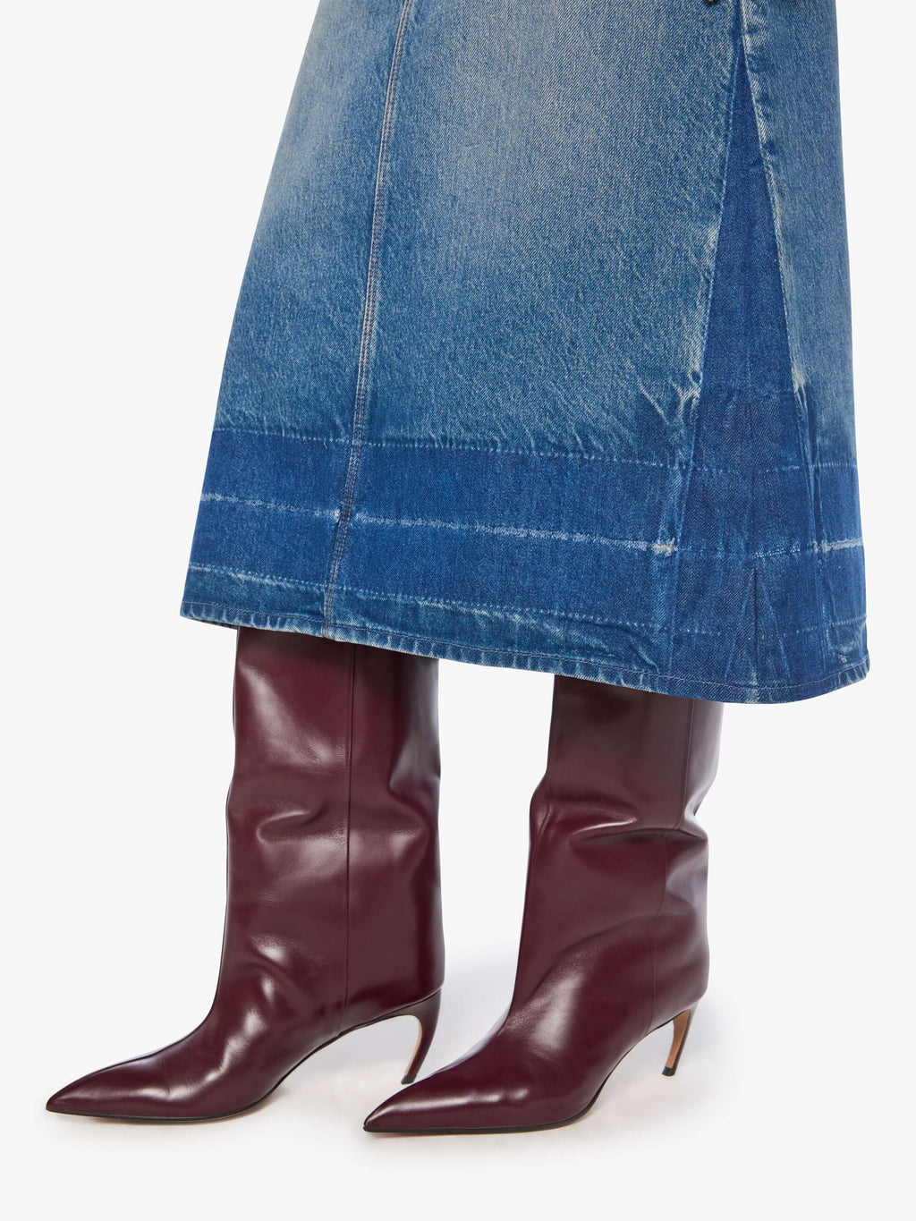 Fortune Cookie Midi  Denim Skirt in Tootsie Wash