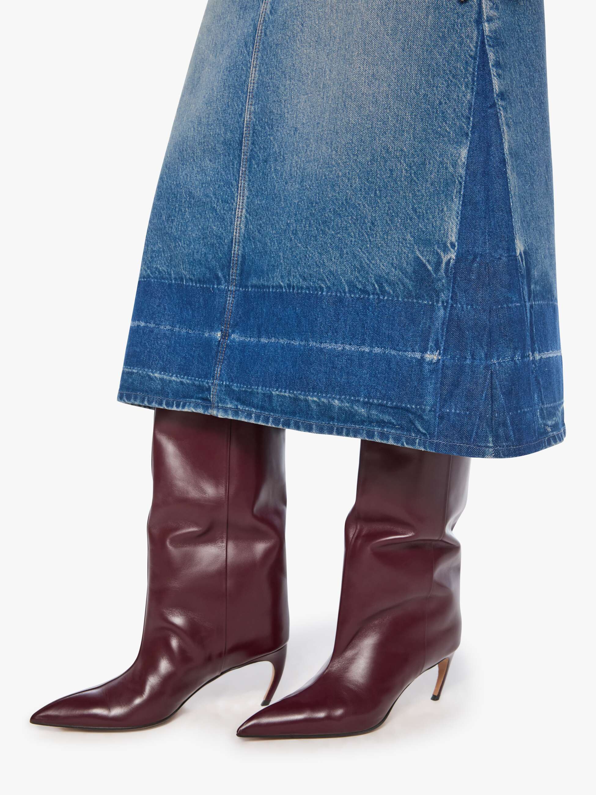 Fortune Cookie Midi  Denim Skirt in Tootsie Wash