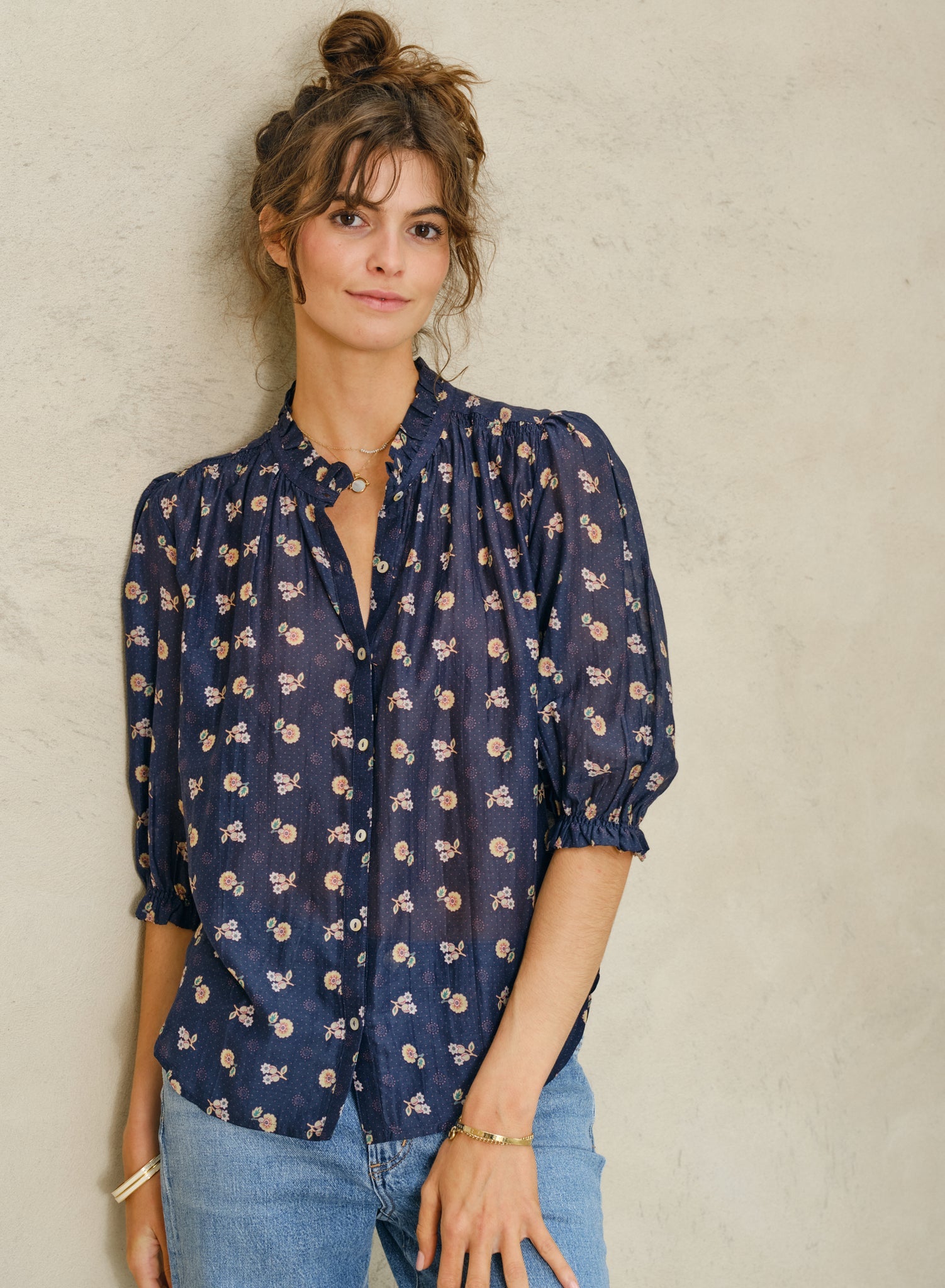Dulcie Navy Print Top