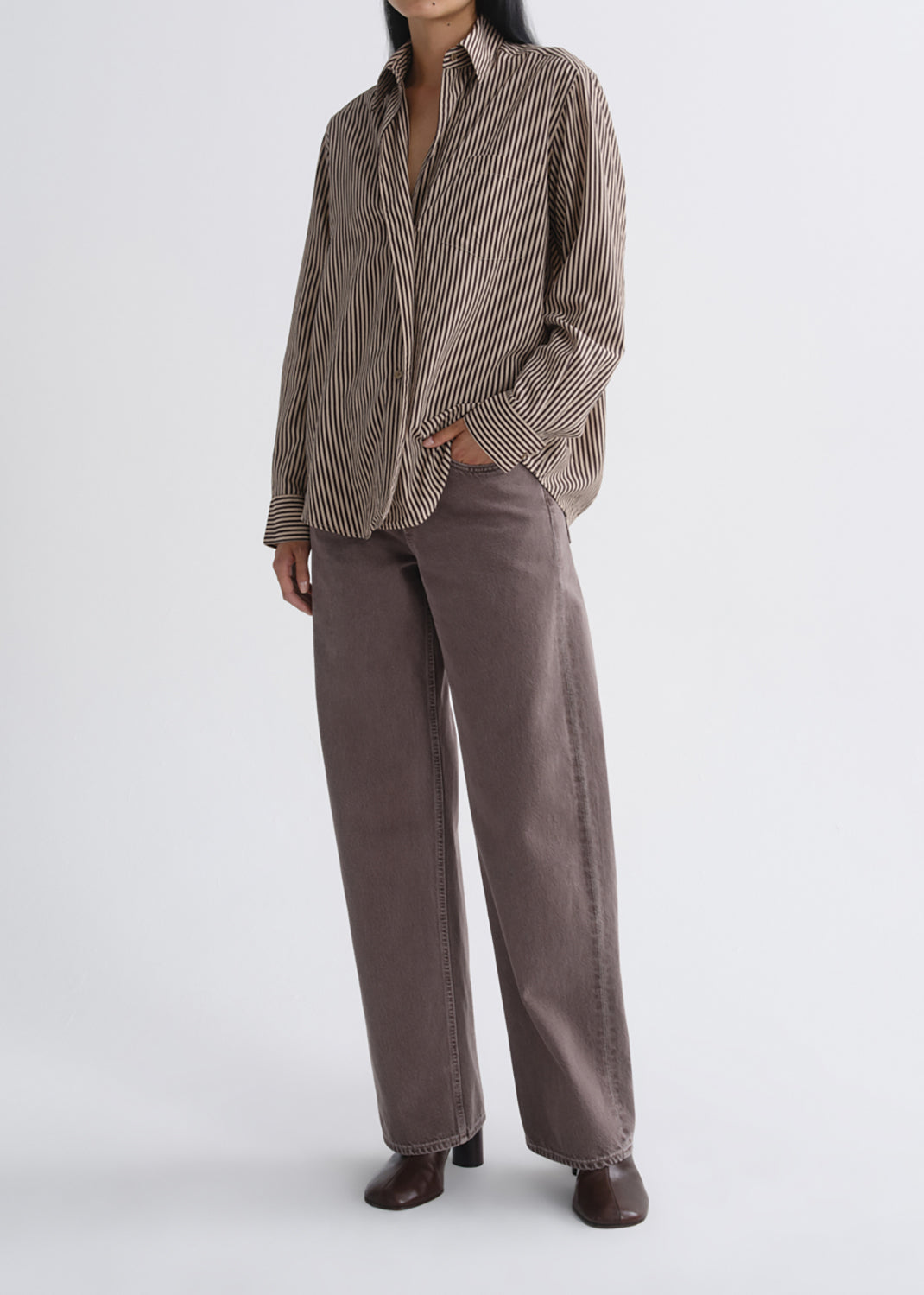 Aris Shirt Trace Stripe/Chocolate Taupe