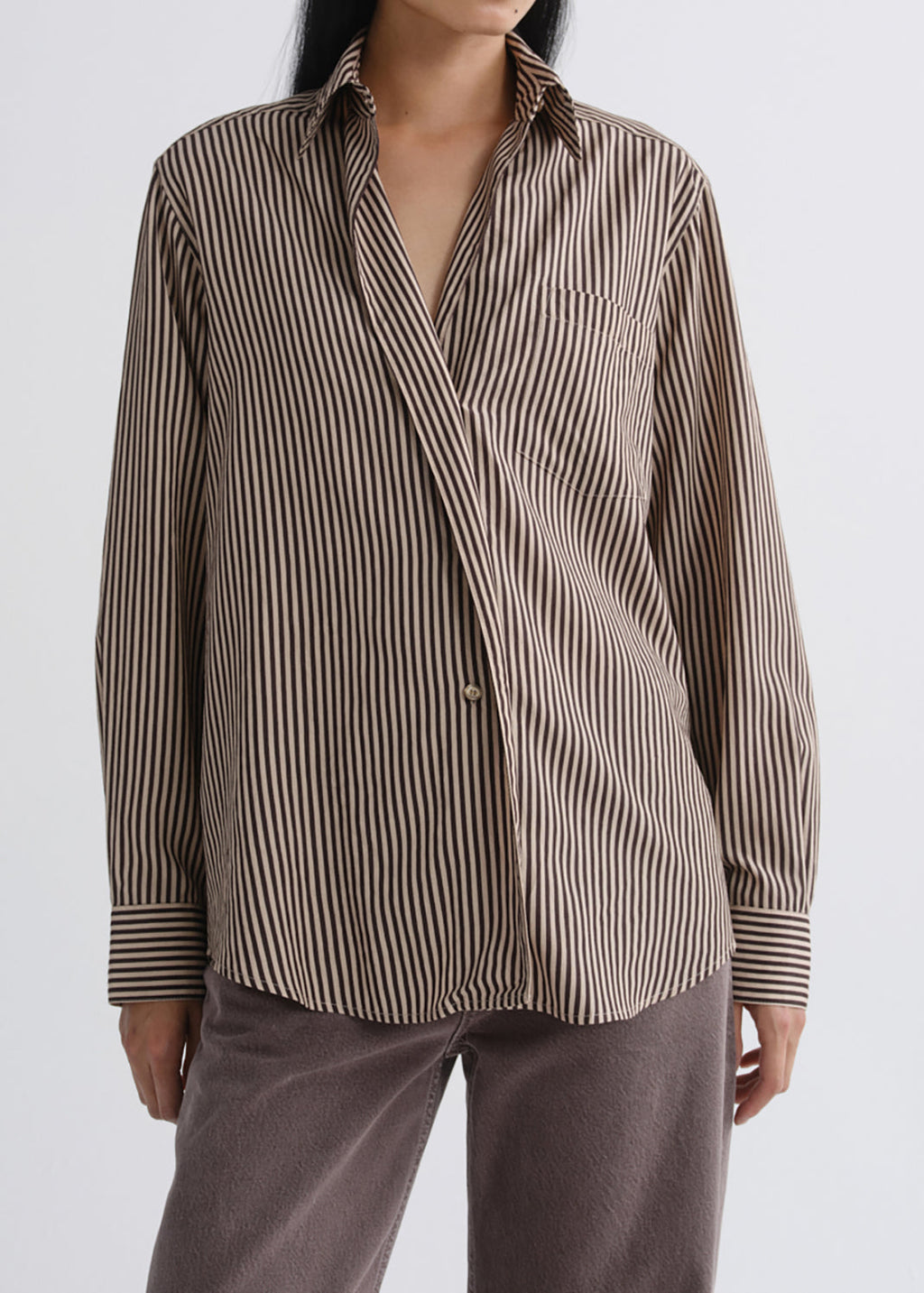 Aris Shirt Trace Stripe/Chocolate Taupe