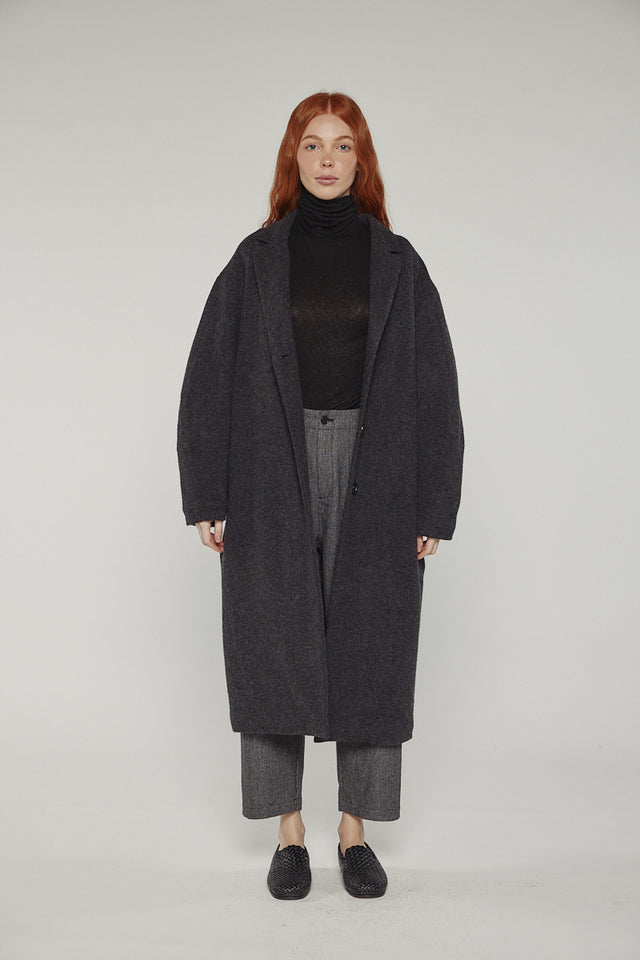 Cocoon Sleeve Maxi Coat - Charcoal