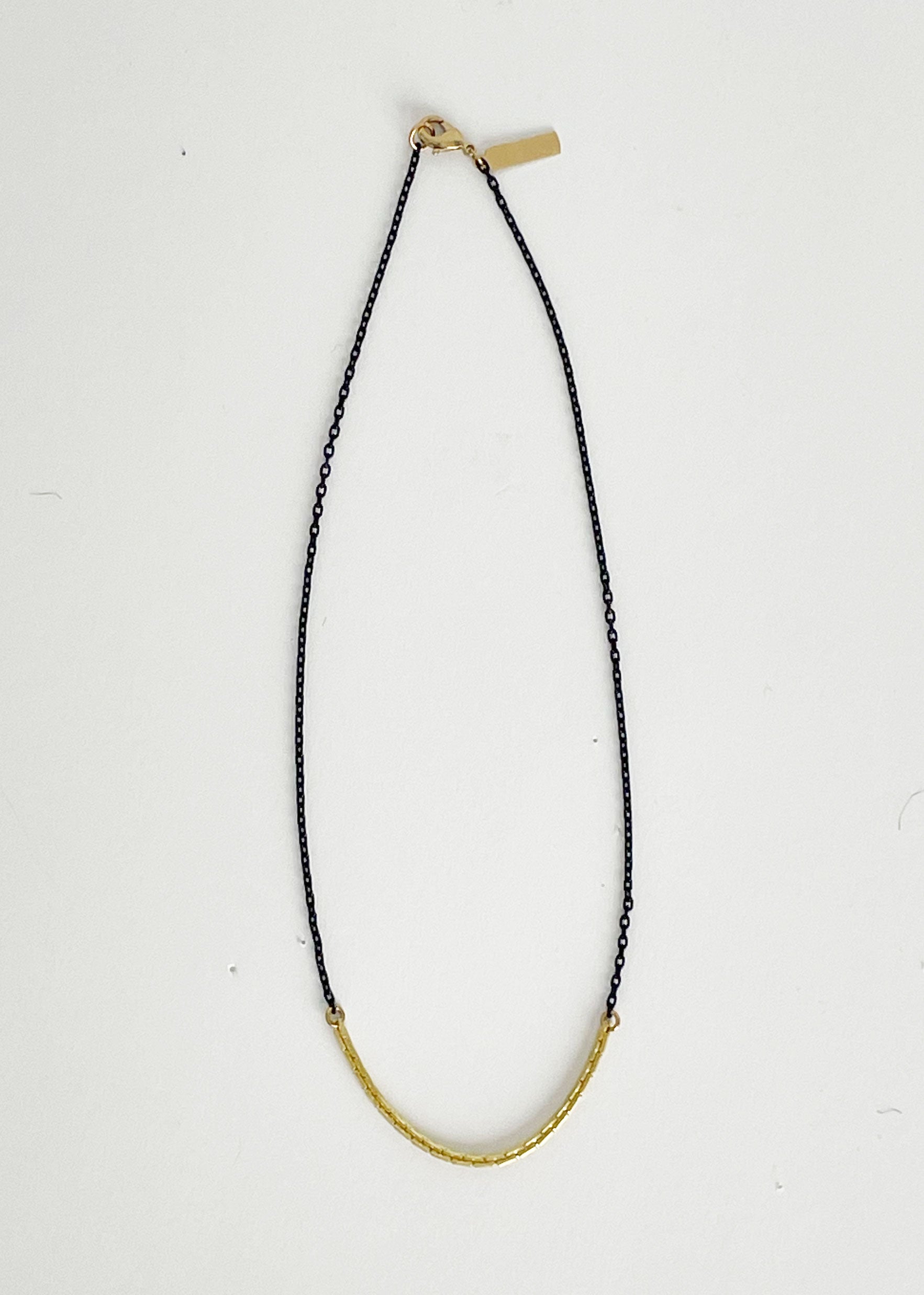 Short Baby Boston Chain Link Necklace Brass
