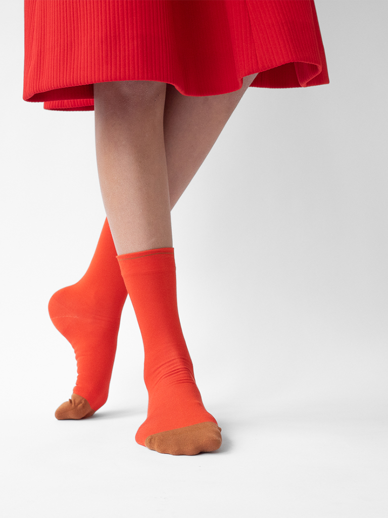 Vermilion Plain Socks