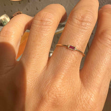 Load image into Gallery viewer, Baguette Ruby Moondrop Ring 7
