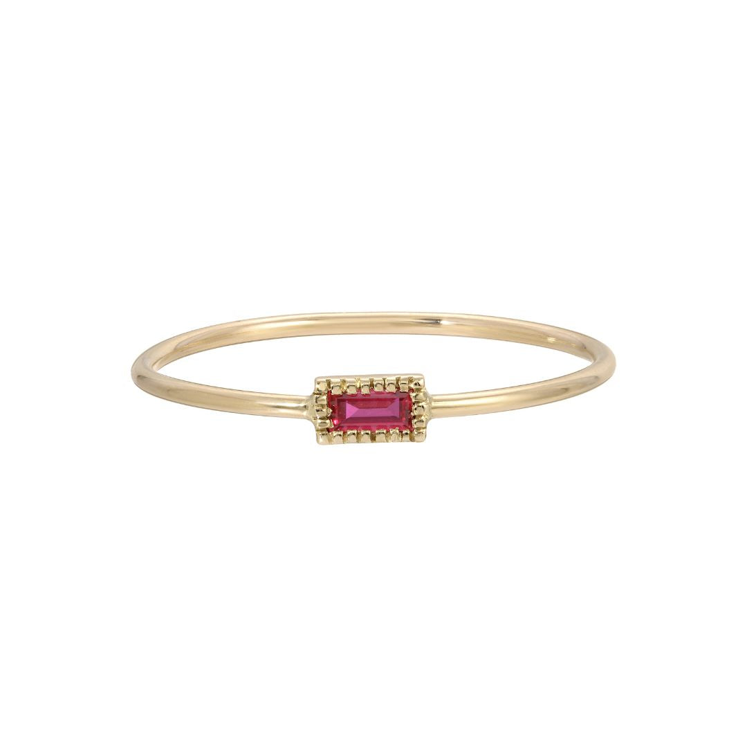 Baguette Ruby Moondrop Ring 7