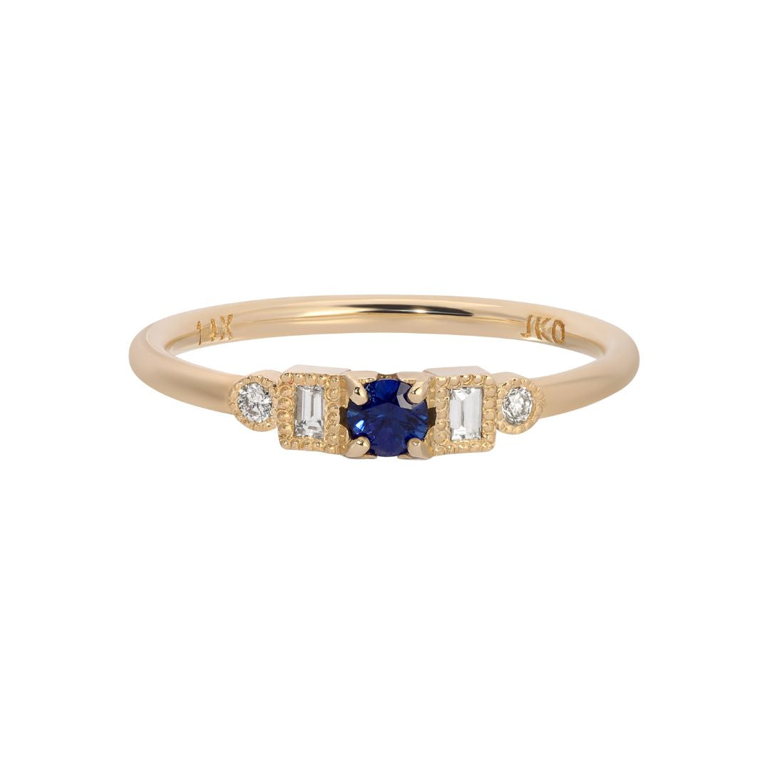 Blue Sapphire Round Era Ring 6.5