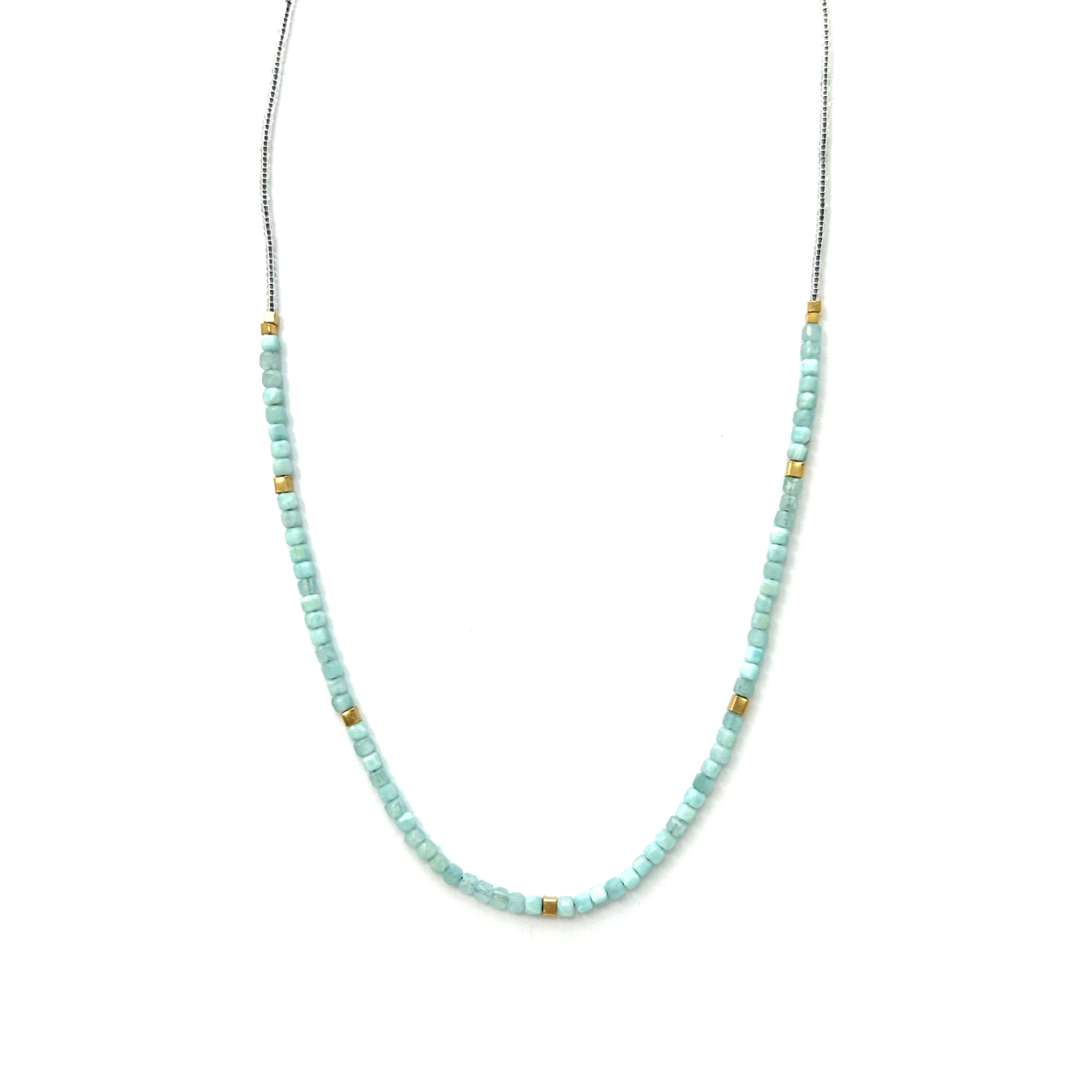 Clear Larimar Necklace Gold