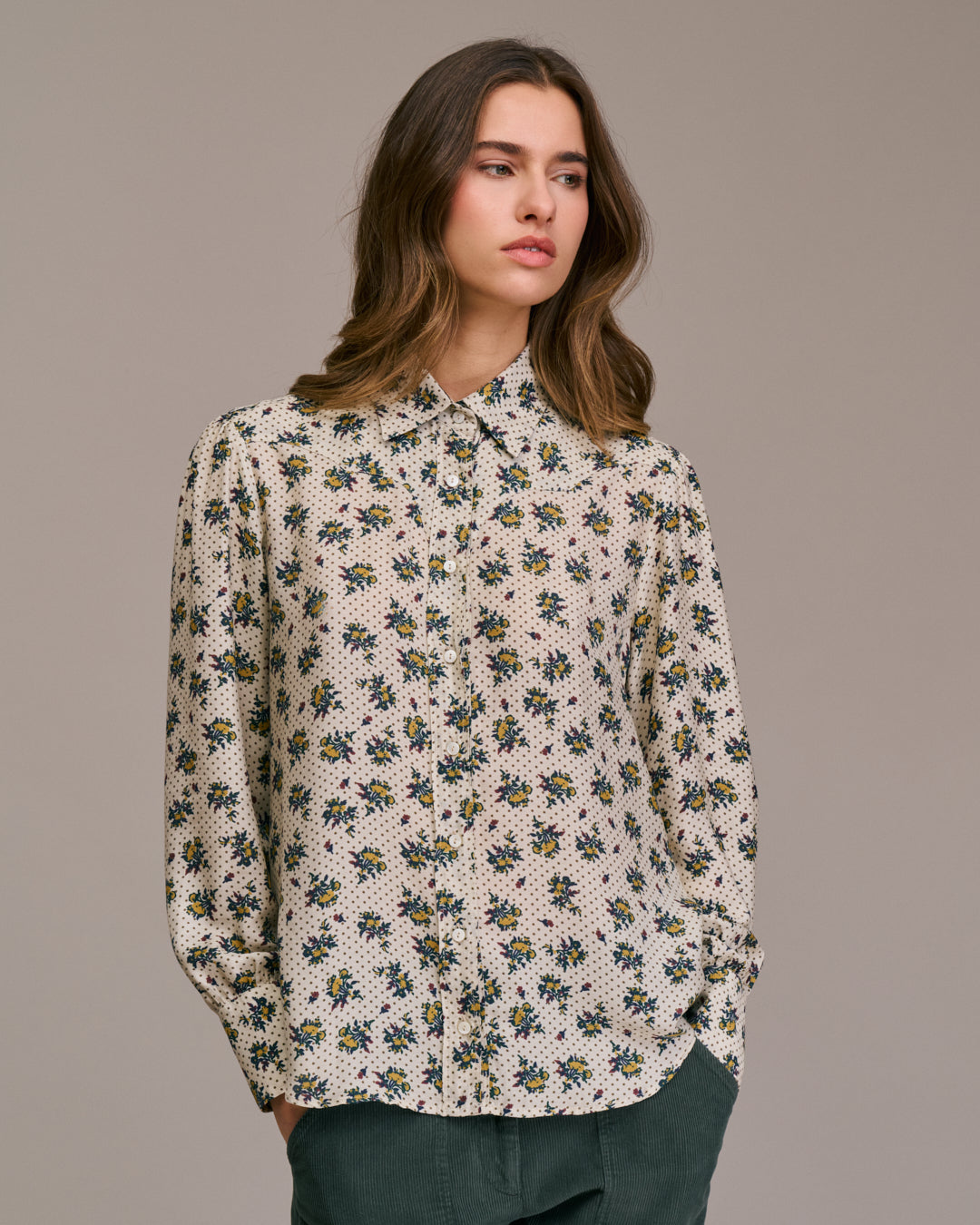 Costelina Chemise - Ecru Camel Bleu