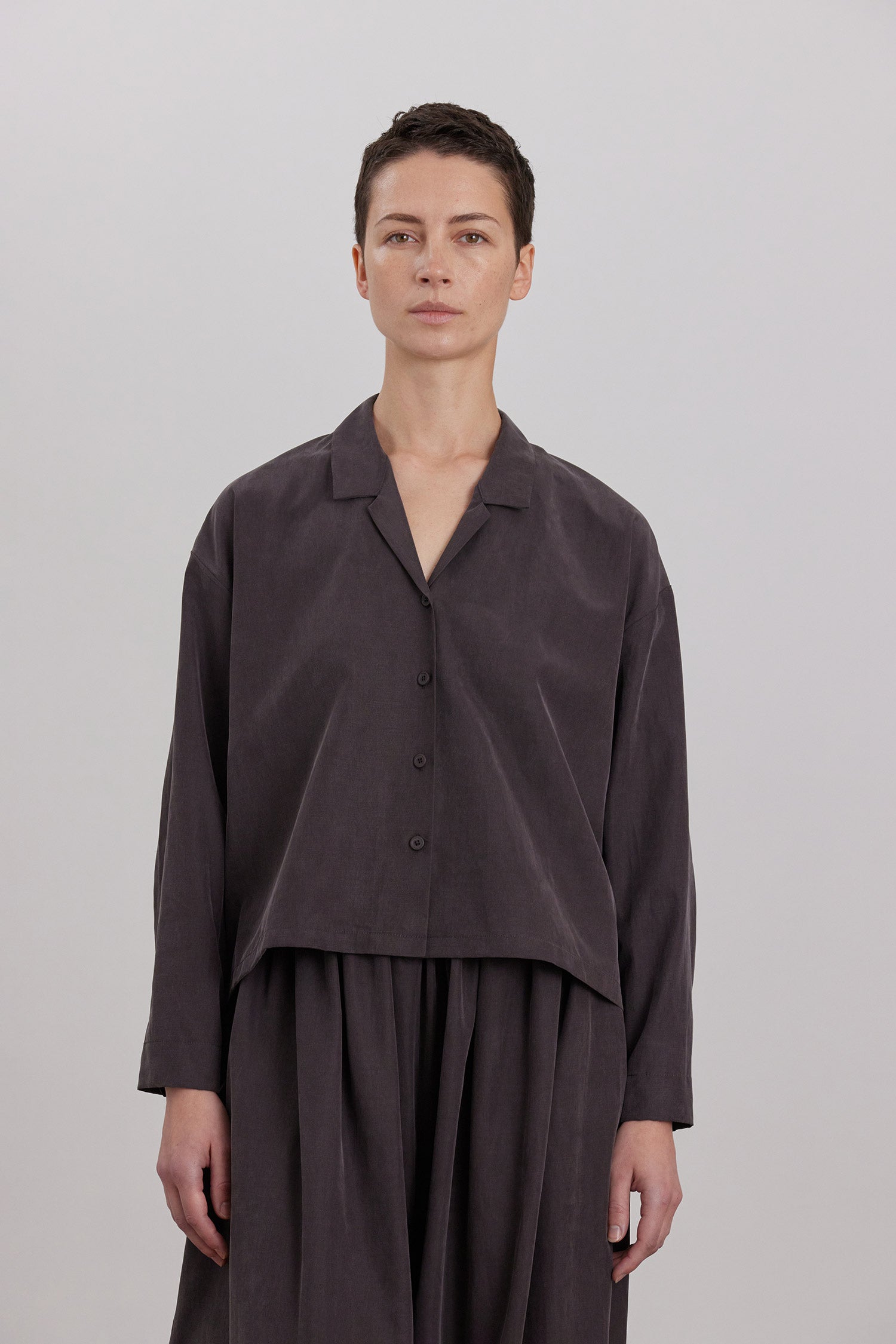 Cropped L/S Shirt Dk Plum
