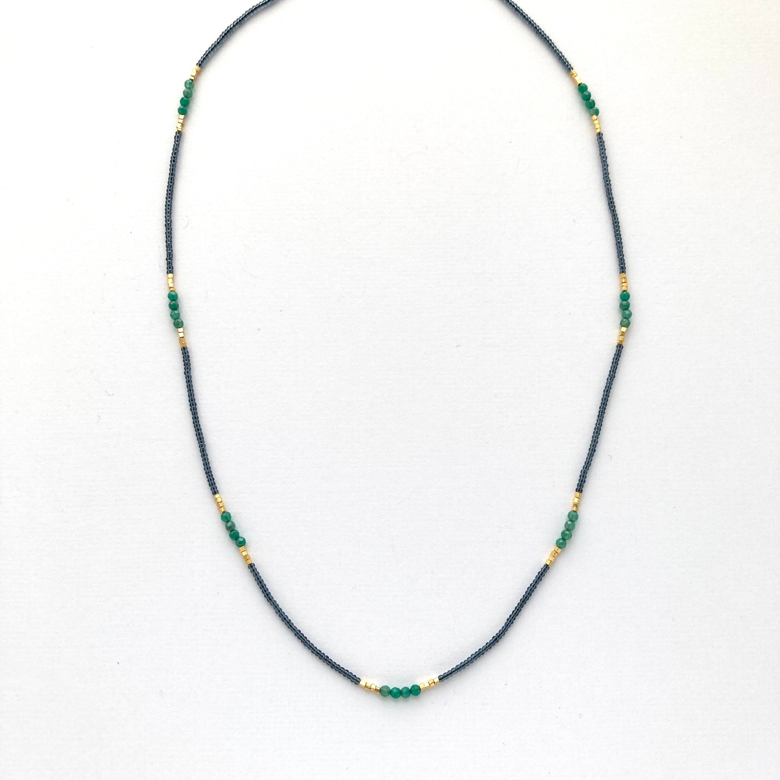 Green Onyx Seed Bead Necklace
