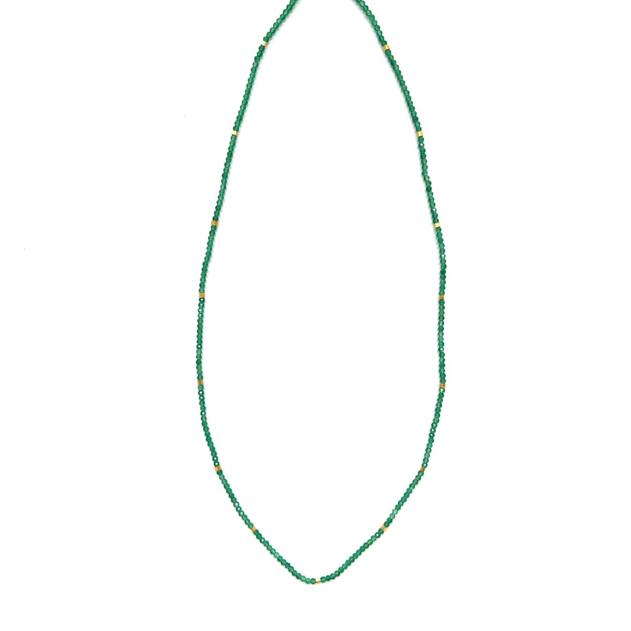 Green Onyx and Gold Vermeil 19” Necklace