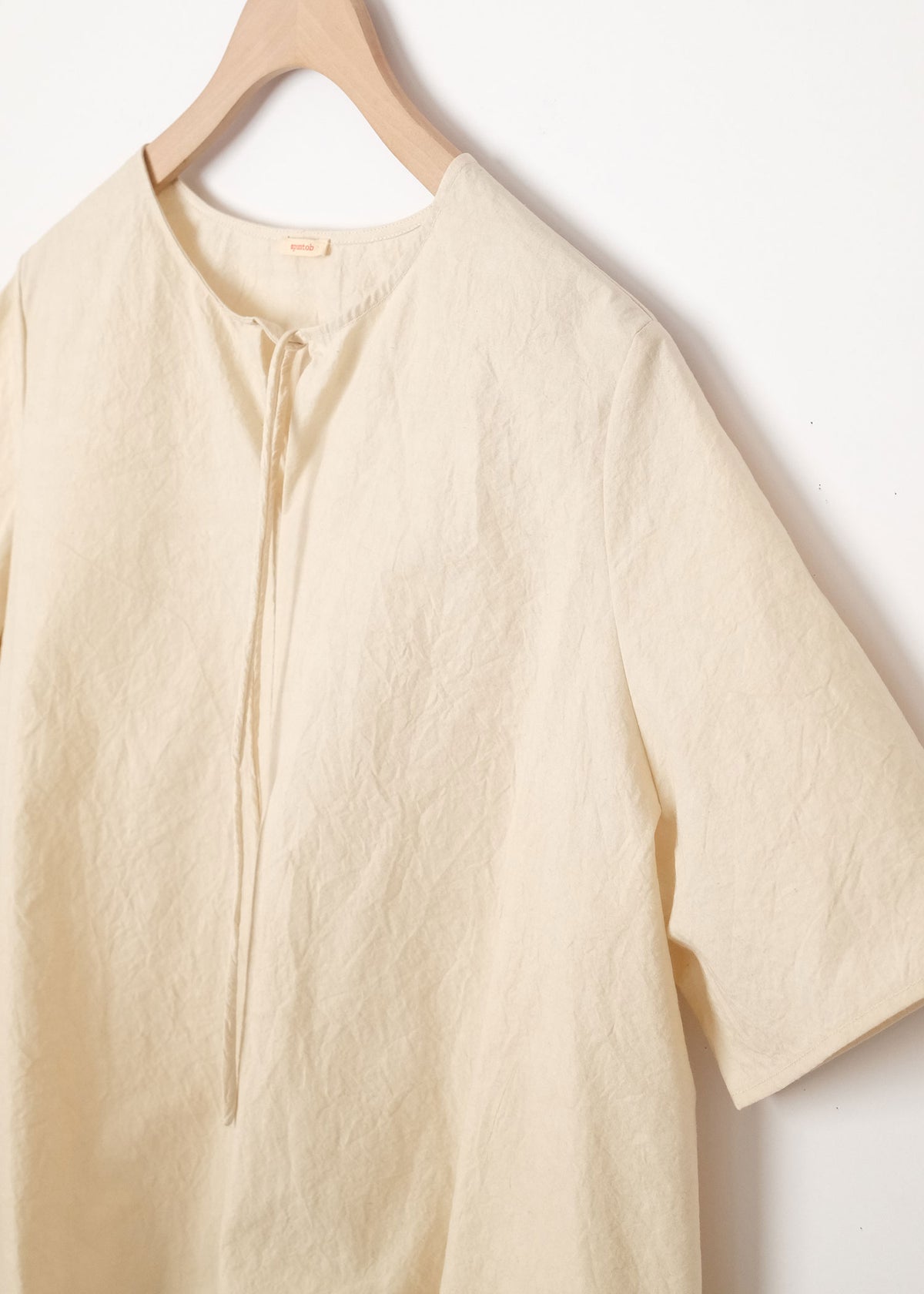 Boxy Crinkle Top Natural