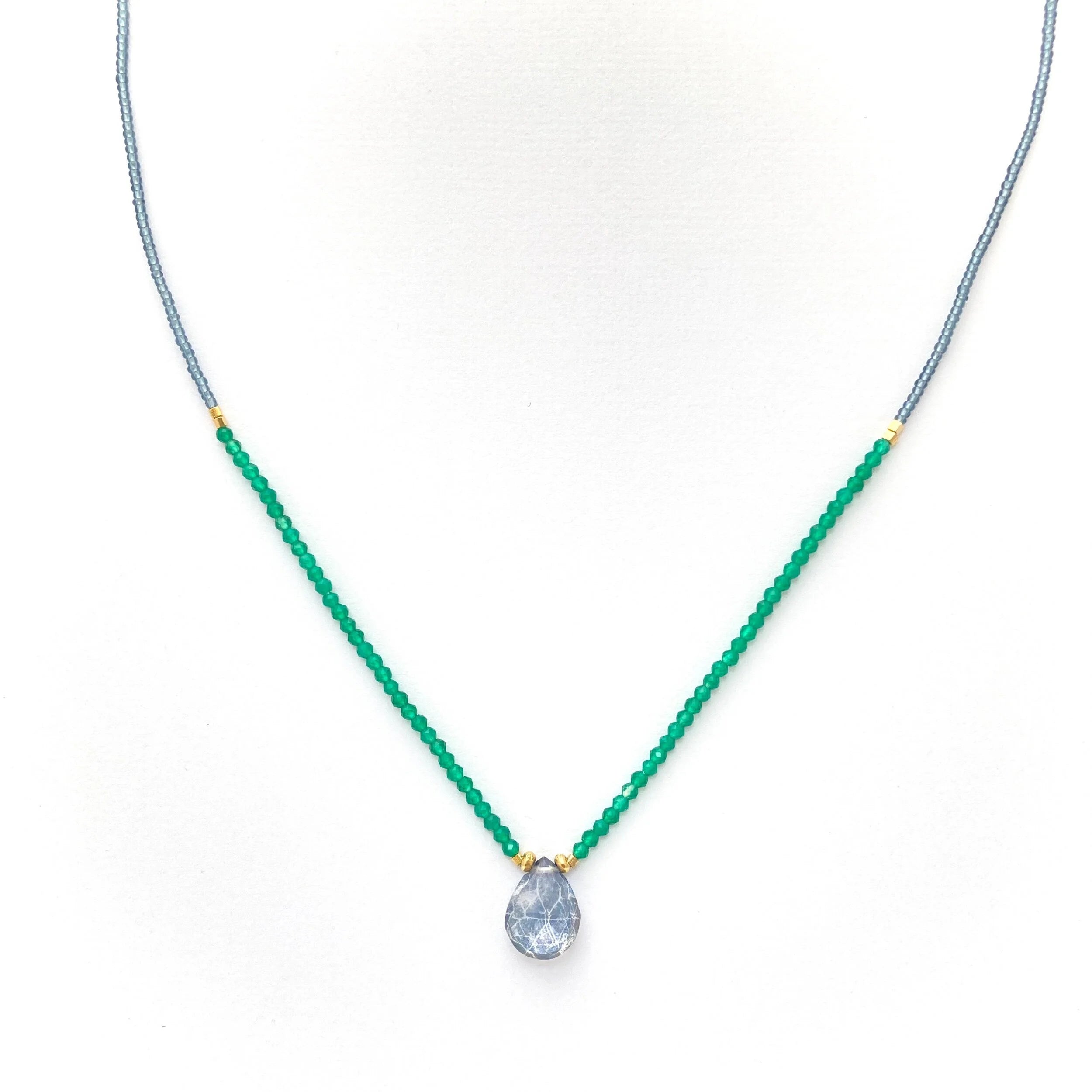 Mystic Quartz Necklace Green Onyx Pendant drop