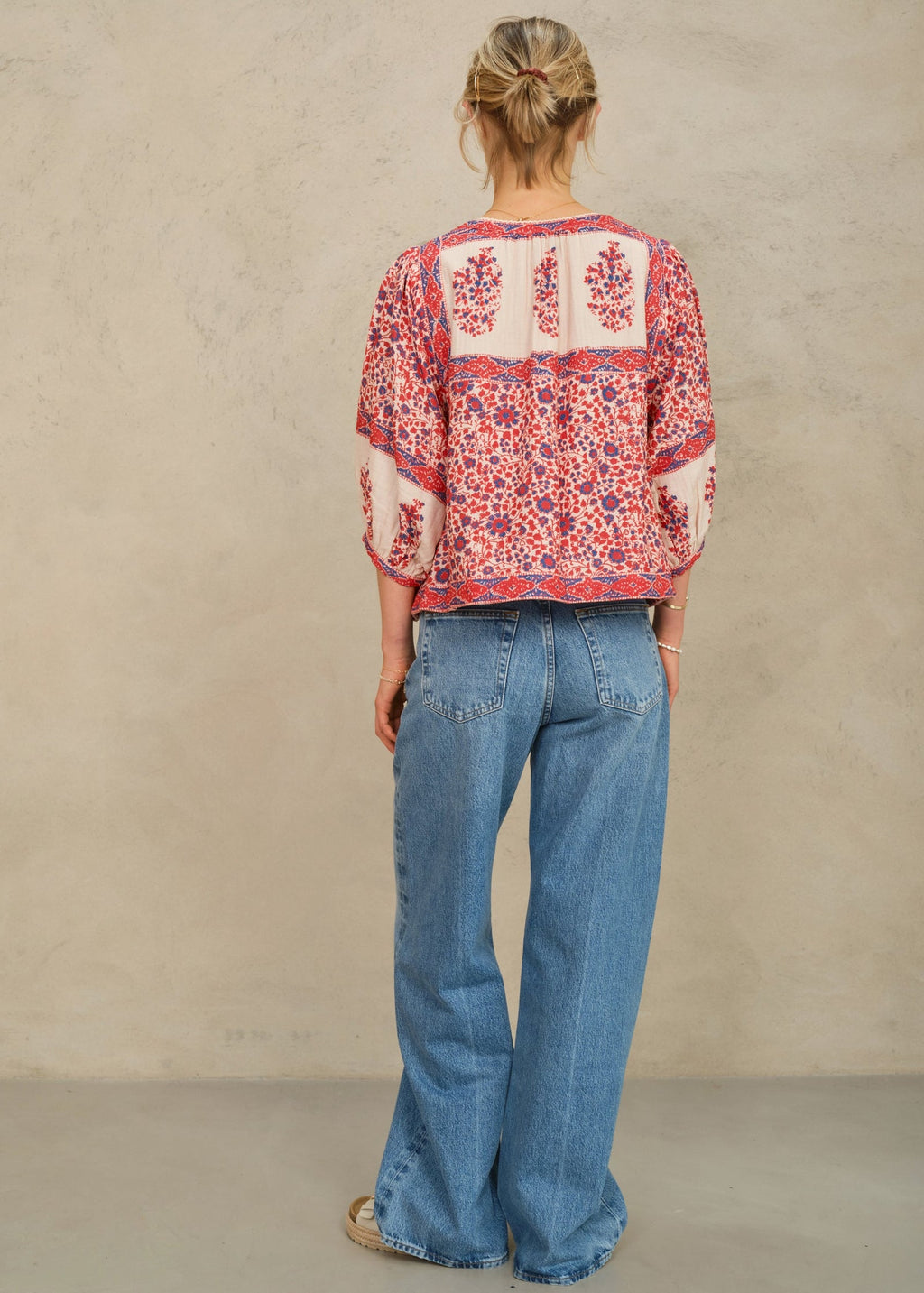 Della Print Jacket Red/Navy