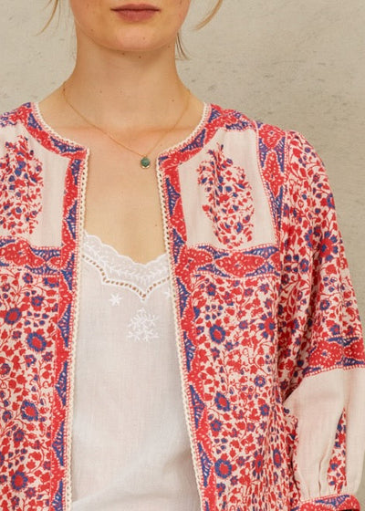 Della Print Jacket Red/Navy
