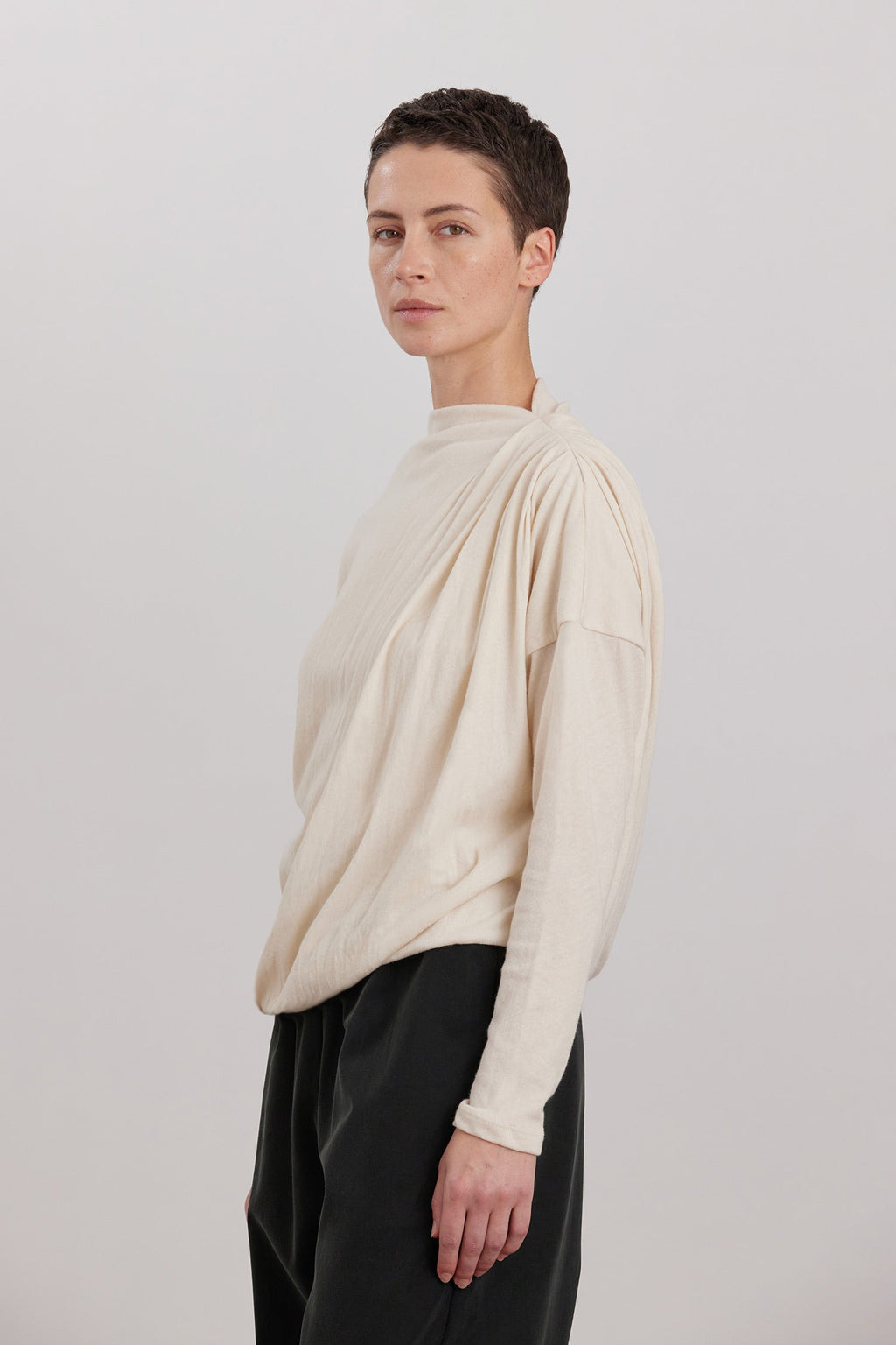 Double Layer Draped Top Natural