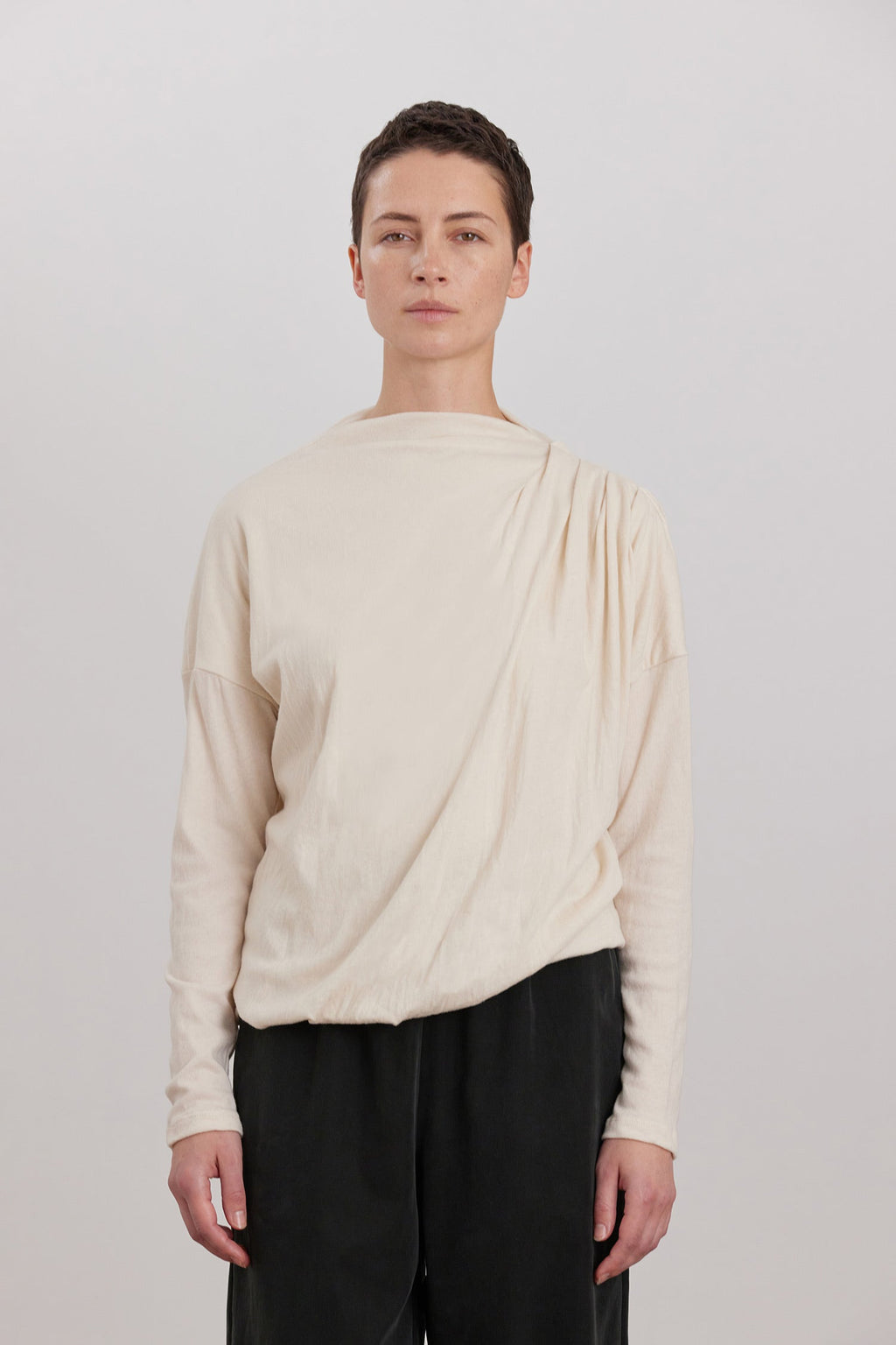 Double Layer Draped Top Natural