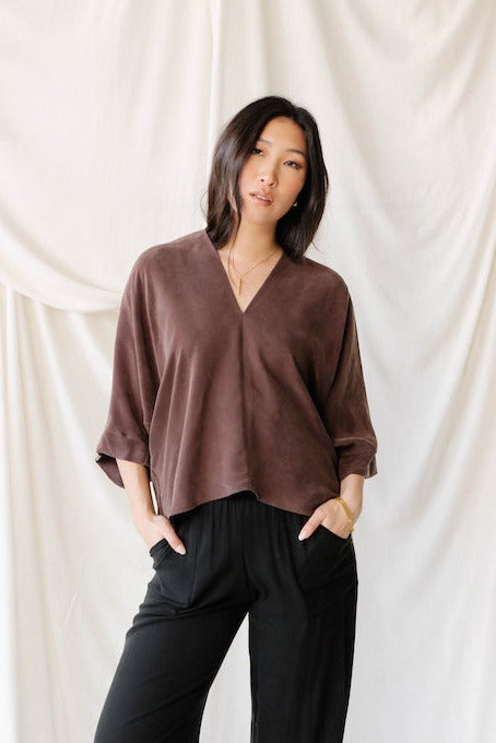 Deep V-neck Blouse