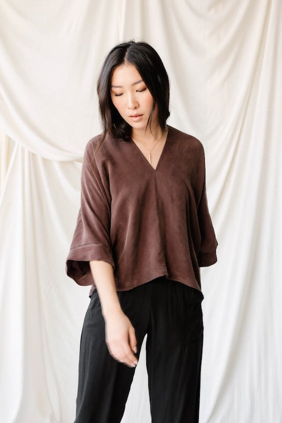 Deep V-neck Blouse