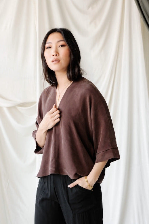 Deep V-neck Blouse