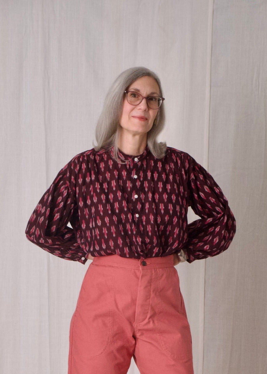 Peasant Blouse Pink ikat