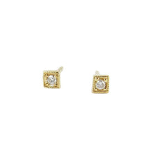 Load image into Gallery viewer, Diamond Mini Sq. Studs (pair)
