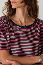 Load image into Gallery viewer, The Stripe Jersey Oversized Bow Tee - Oxblood

