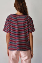 Load image into Gallery viewer, The Stripe Jersey Oversized Bow Tee - Oxblood

