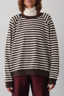 The Stripe Eco-Terry Crewneck - Espresso