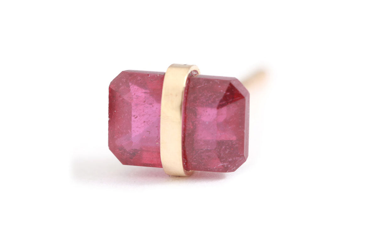 14k Bezel Ruby Stud SINGLE