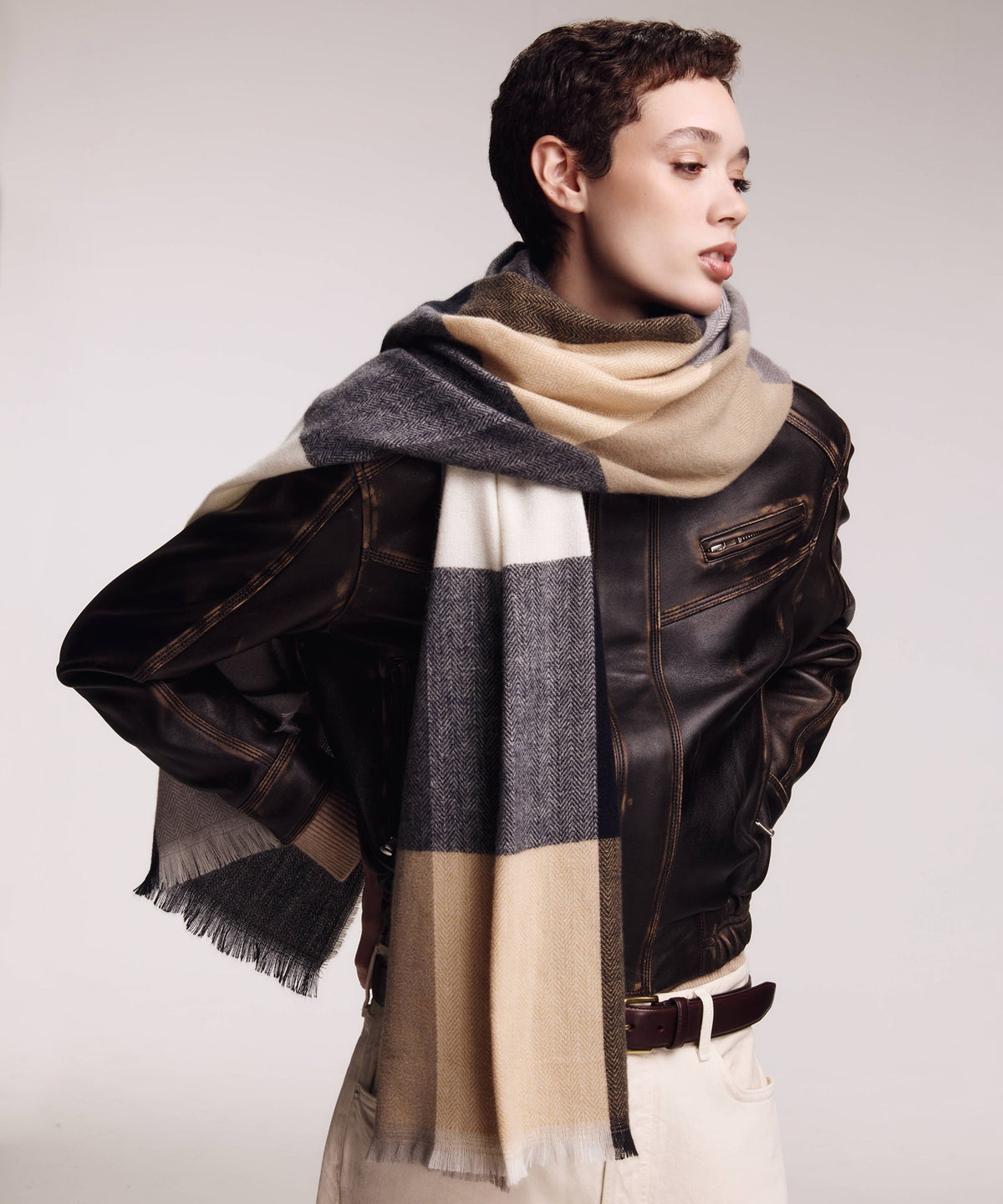 Oversized Scarf Check Wrap