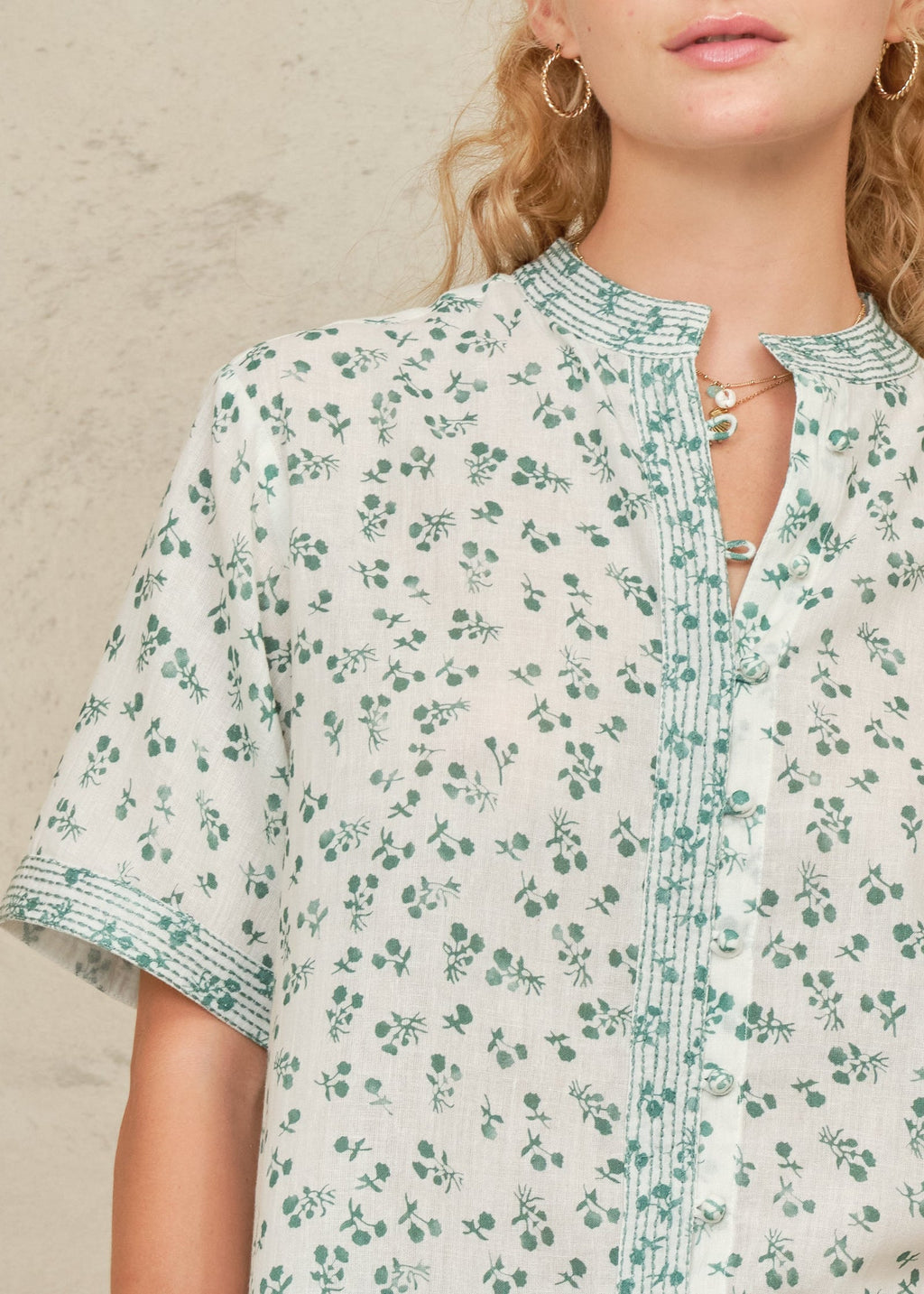 Edie Print Stitch S/S Top