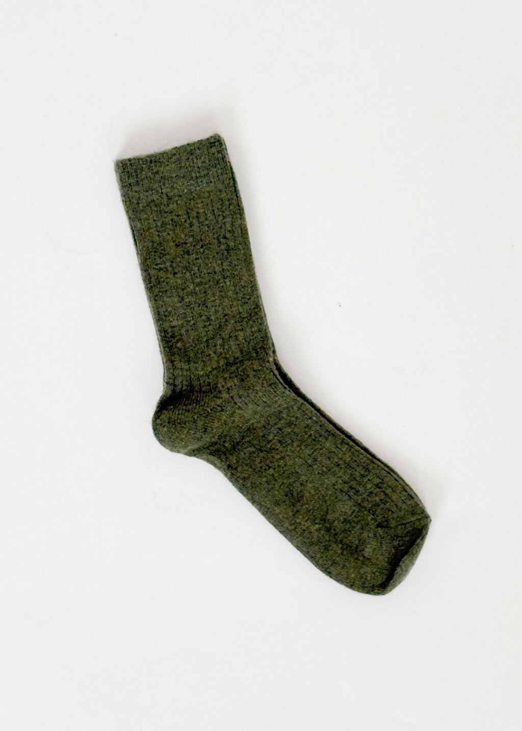 Ribbed Cashmere Wool Socks - Khaki Green
