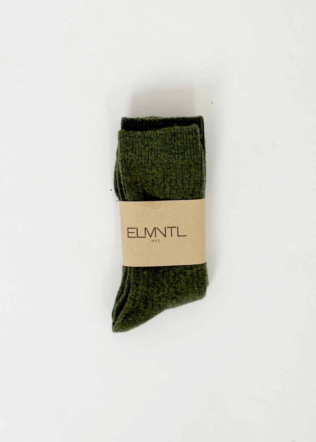 Ribbed Cashmere Wool Socks - Khaki Green