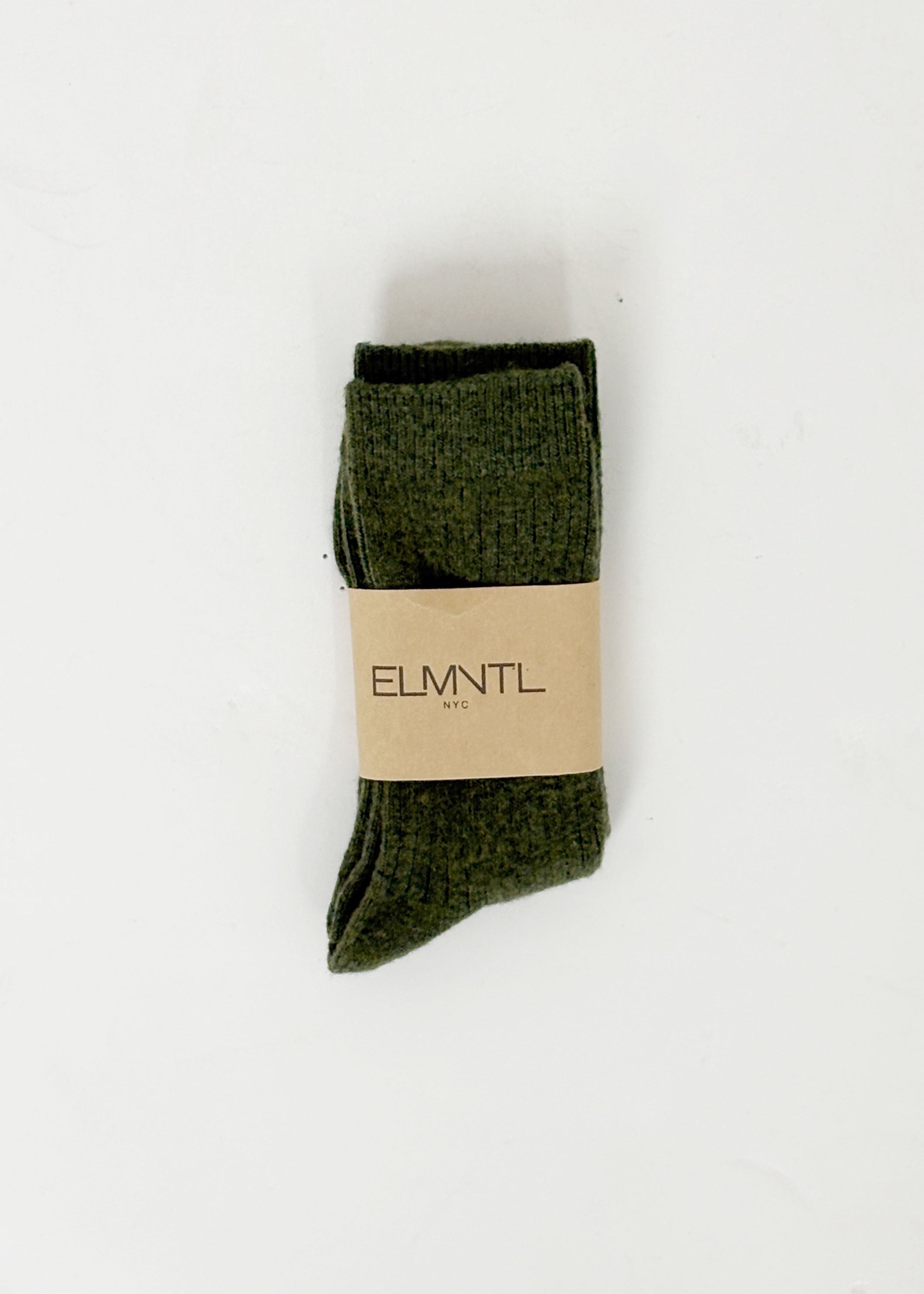 Ribbed Cashmere Wool Socks - Khaki Green
