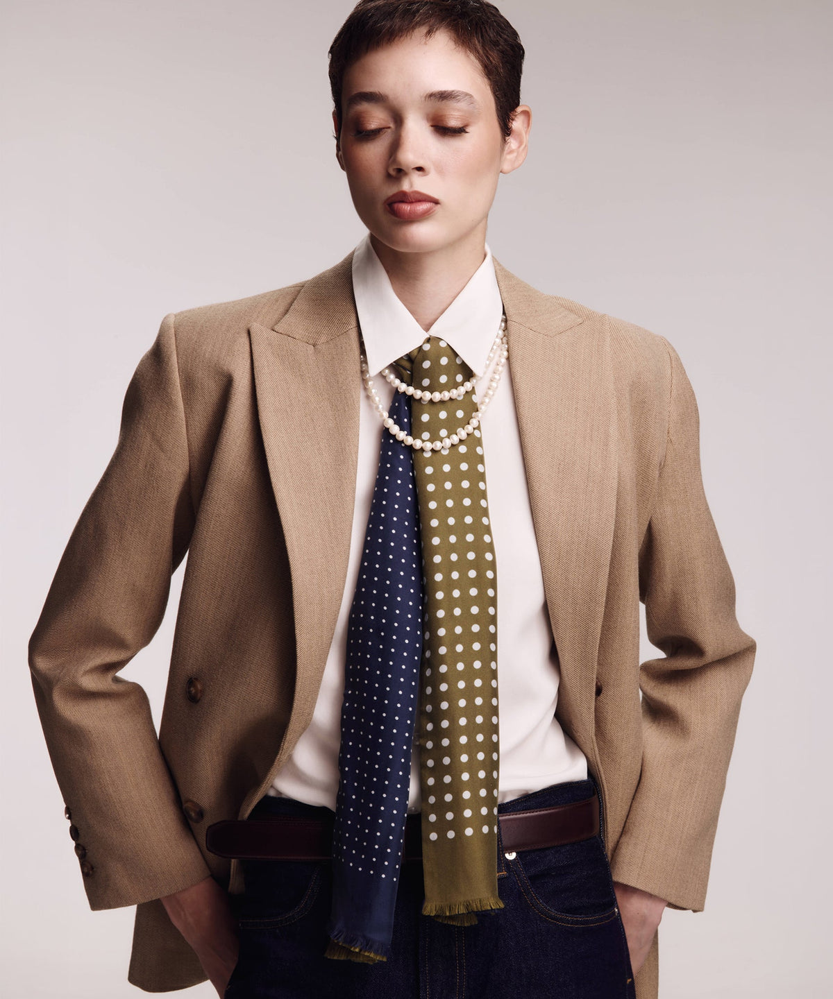 Tubular Silk Dot Scarf