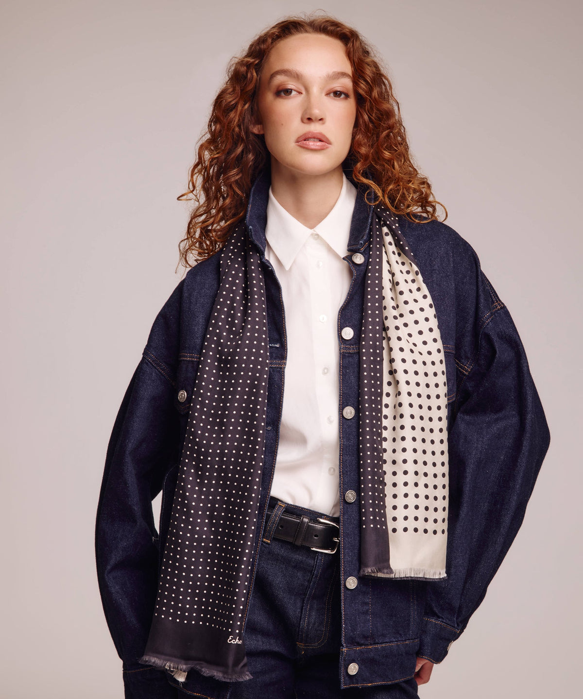 Tubular Silk Dot Scarf
