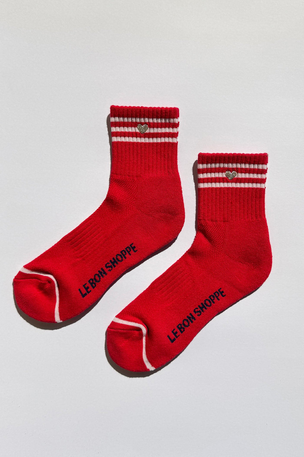 Embroidered Girlfriend Socks - Scarlet/Heart