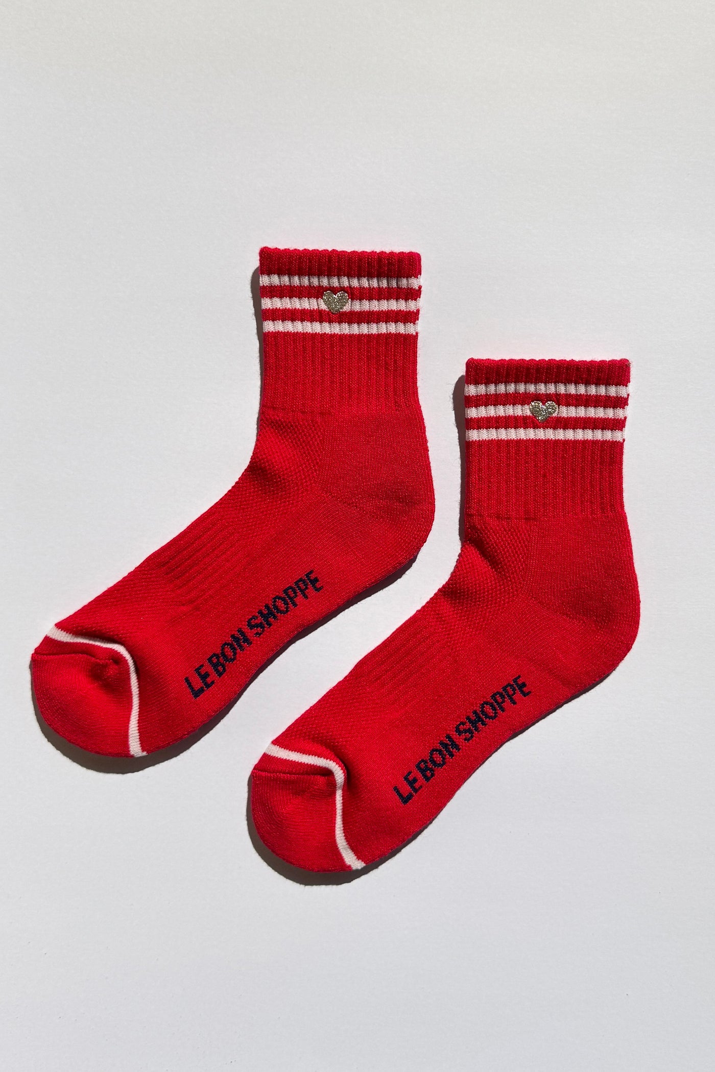 Embroidered Girlfriend Socks - Scarlet/Heart