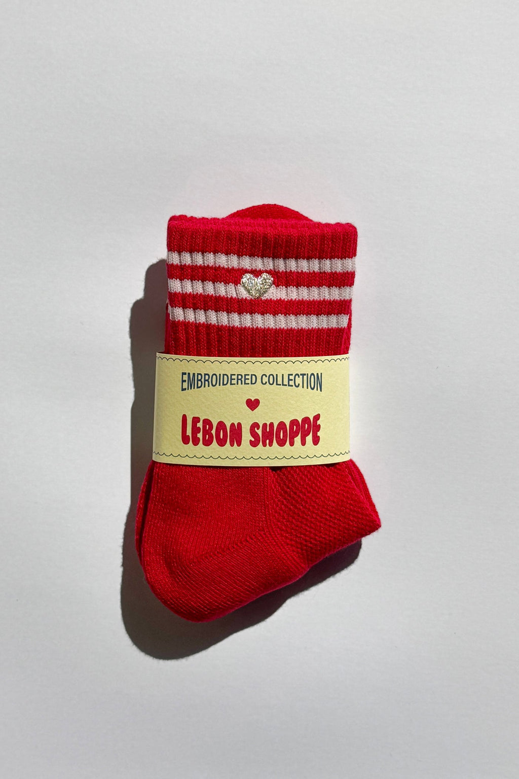 Embroidered Girlfriend Socks - Scarlet/Heart