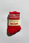 Embroidered Girlfriend Socks - Scarlet/Heart