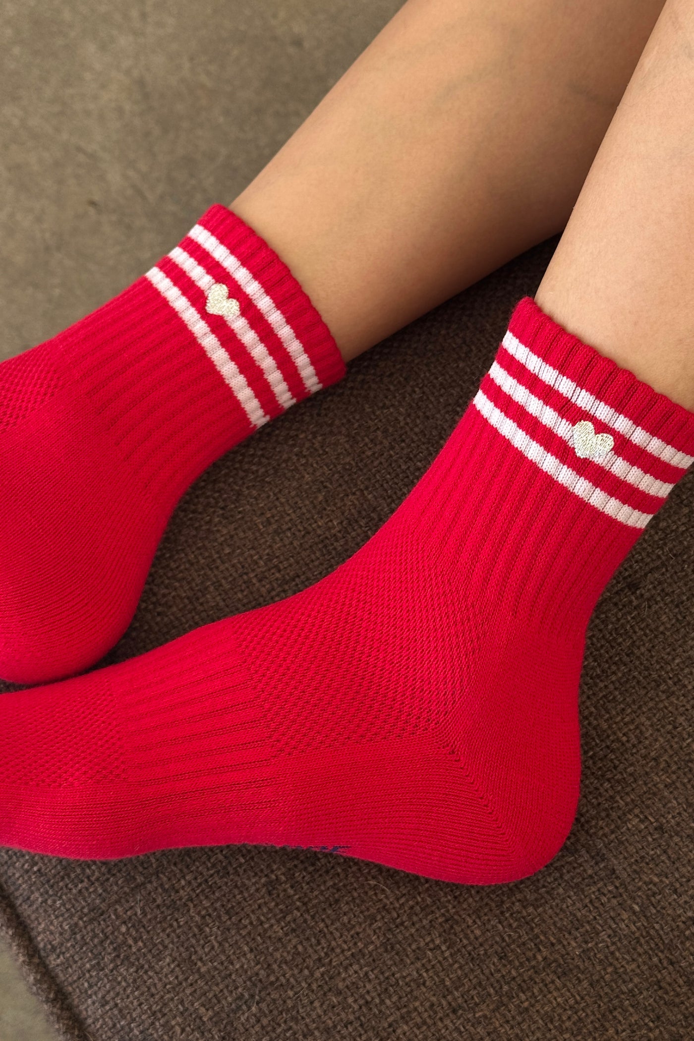 Embroidered Girlfriend Socks - Scarlet/Heart