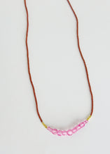 Load image into Gallery viewer, Brown seed, Pink topaz &amp; GV Necklace
