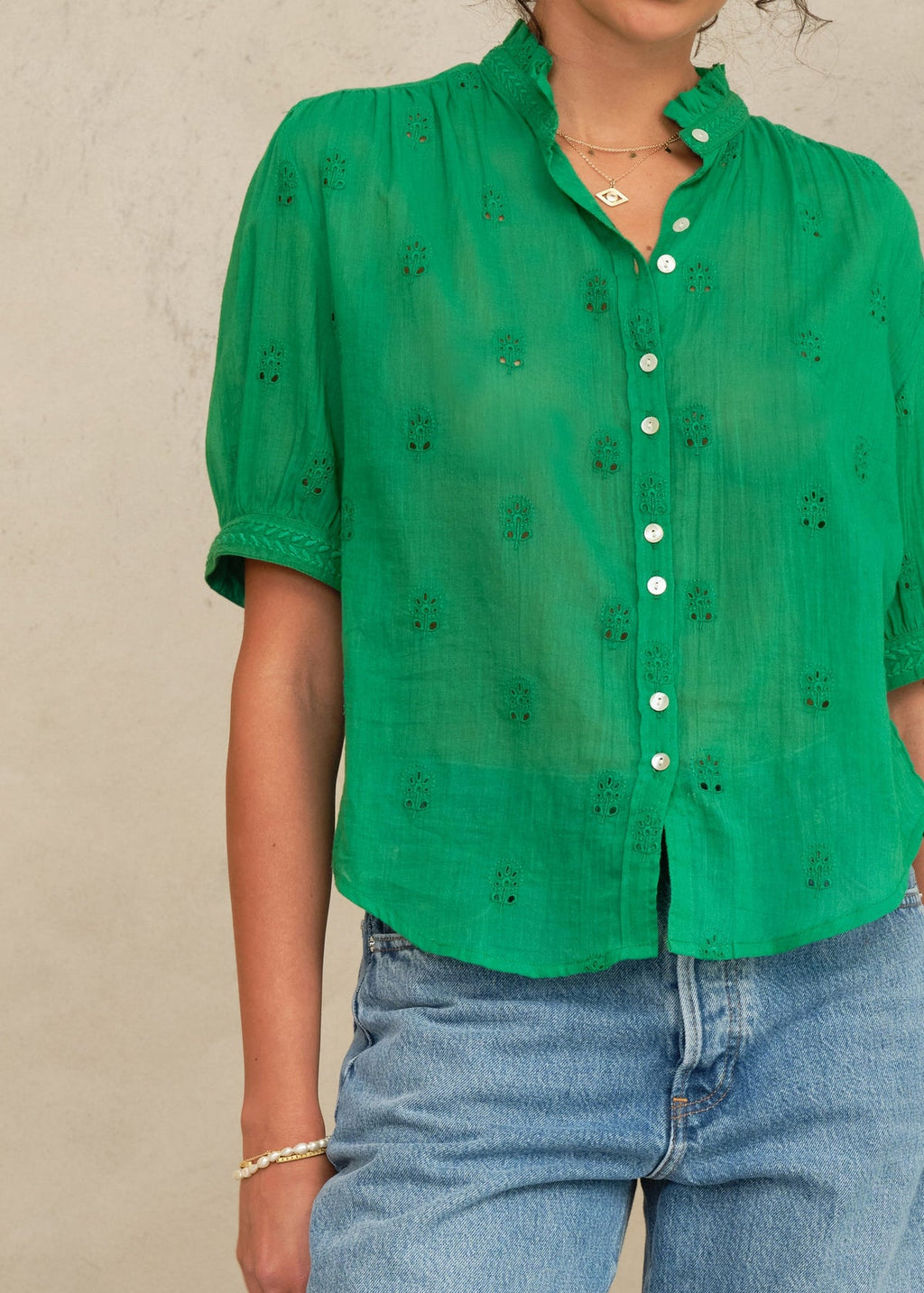 Frani Emb S/S Top