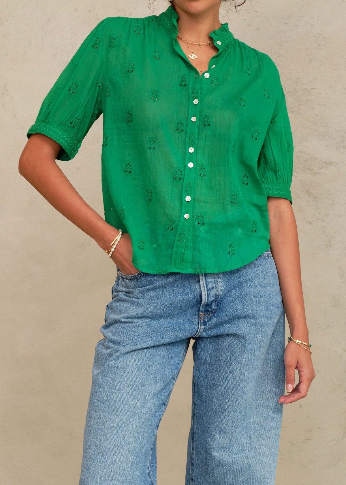 Frani Emb S/S Top