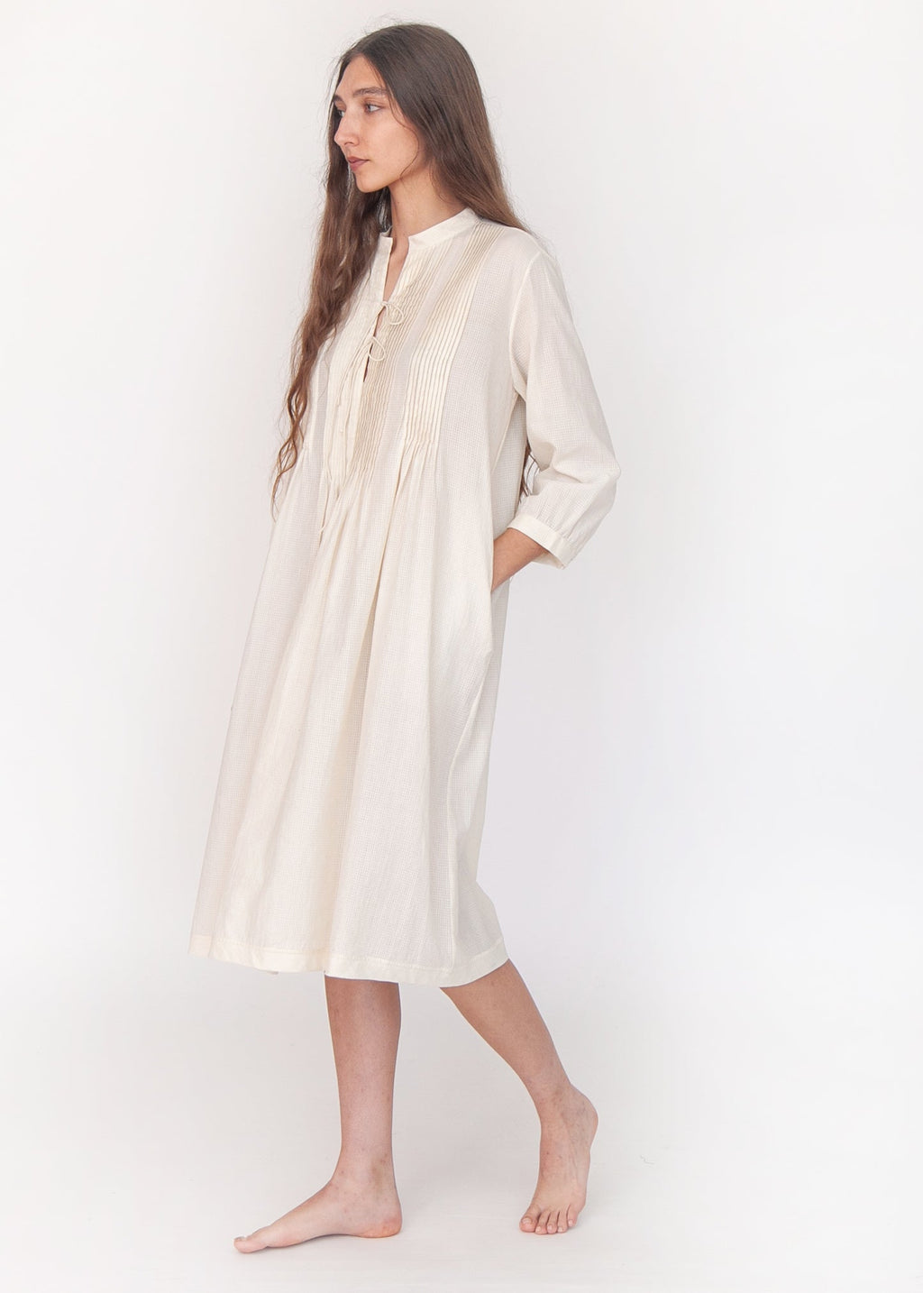 Aditi Tiny Checks Dress Natural