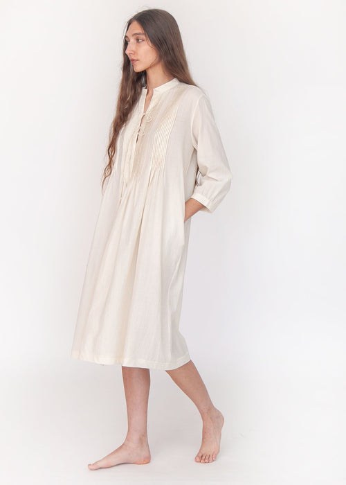Aditi Tiny Checks Dress Natural Check