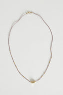 Light Pink Seed and Gold Vermeil Beads and Center Bead Necklace